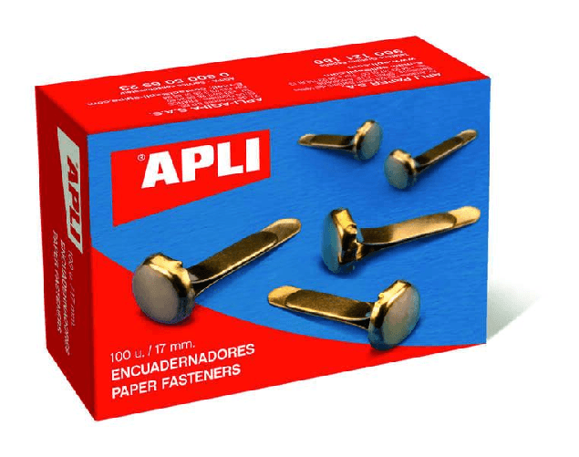 Raccoglitori metallici dorati Apli 12 mm - Scatola da 100 - senza rondella - Adatti a tutti i tipi di documenti - Ideale Apli Caja de 100 Encuadernado