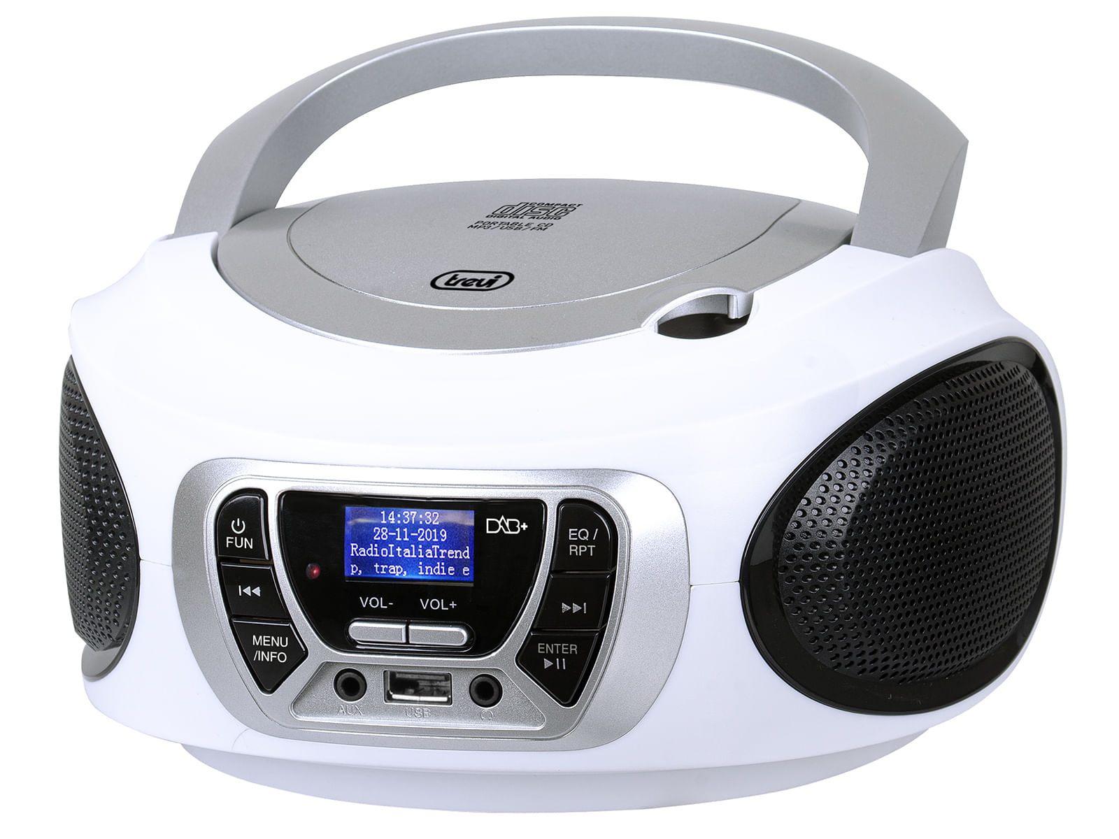 Trevi CMP 510 DAB Stereo Portatile Cd Boombox Radio DAB-DAB+ con RDS Usb Aux-In Presa Cuffia Bianco Trevi CMP 510 DAB Digitale 3 W DAB, DAB+, FM Bianc