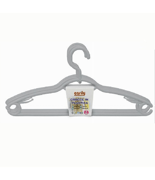 Cleafe-set 3 Pz Grucce Plastica Stampelle Appendi Abiti Pantaloni Giacche Grigio 79330 -