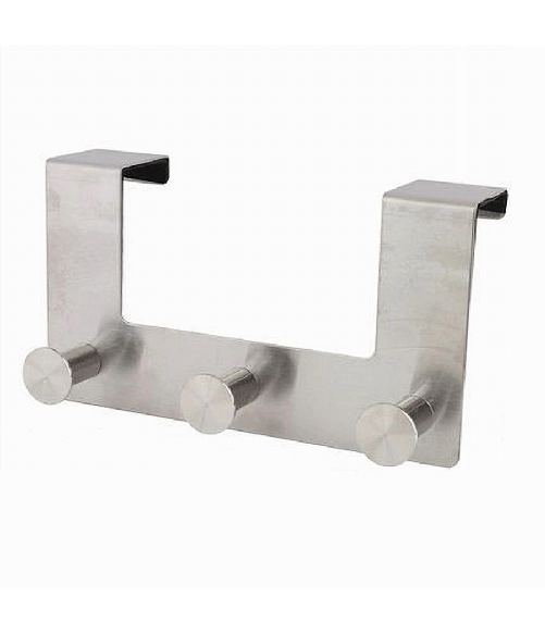 Cleafe-appendiabiti Da Porta Con 3 Ganci 19.5 X 11.5cm Silver Asciugamani Vestiti 87784 -