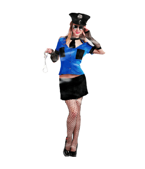 Trade Shop Traesio-costume Poliziotta Sexy Lingerie Hot Con Berretto E Manette Tg. Unica Calze Rete -