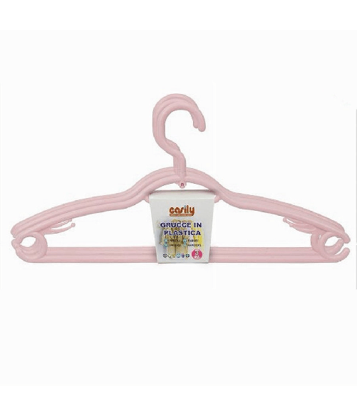 Cleafe-set 3 Pz Grucce In Plastica Stampelle Appendi Abiti Pantaloni Giacche Rosa 79333 -