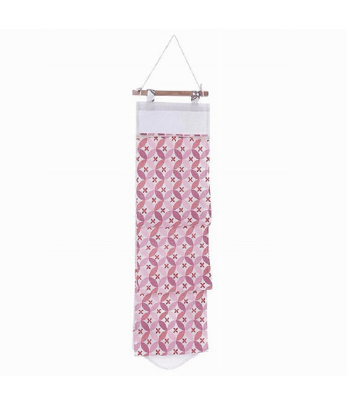 Cleafe-porta Rotolo Organizer Da Appendere Con 3 Tasche In Tessuto Rosa Bagno 79199 -