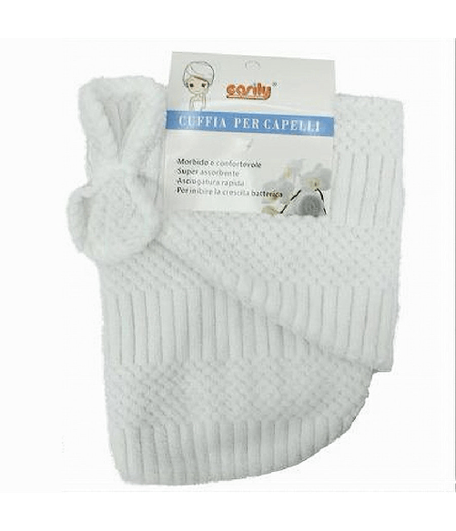 Cleafe-cuffia Asciugamano Shampoo Bagno Doccia Asciuga Capelli Fiocchetto Bianco 79630 -