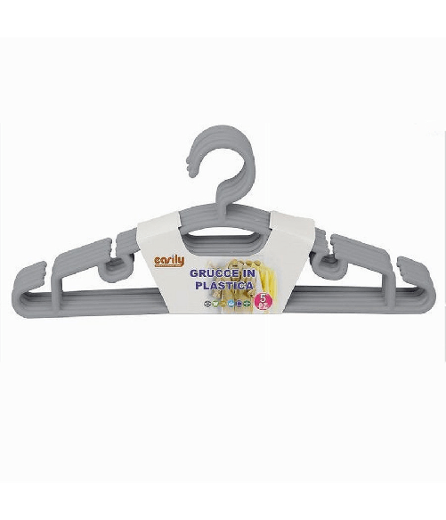 Cleafe-set 5pz Grucce Stampelle Appendiabito In Plastica Vestiti Pantaloni Grigio 79320 -