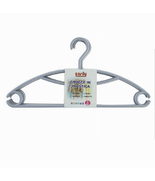 Cleafe-set 5pz Grucce Stampelle Appendiabiti In Plastica Grigia Vestiti Pantaloni 87684 -