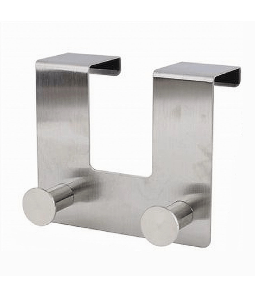 Cleafe-appendiabiti Da Porta Con 2 Ganci 12.5 X 11.5cm Silver Asciugamani Vestiti 87783 -