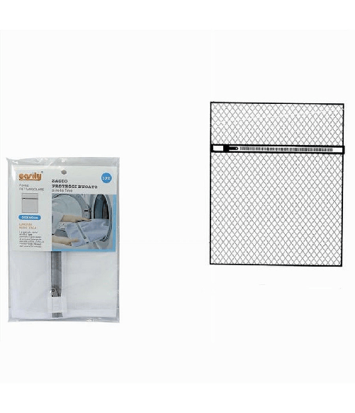 Cleafe-sacco A Rete Fine Forma Rettangolare Lavatrice Proteggi Bucato Zip 30x40cm 59989 -