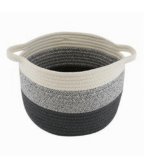 Cestino Cesto In Tessuto Corda Intrecciato Porta Oggetti Rotondo 26x18 Cm 10650 -