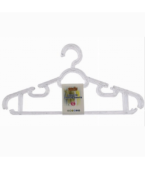 Cleafe-set 4pz Grucce Stampelle Plastica Trasparente Appendiabiti Pantaloni Vestiti 87002 -