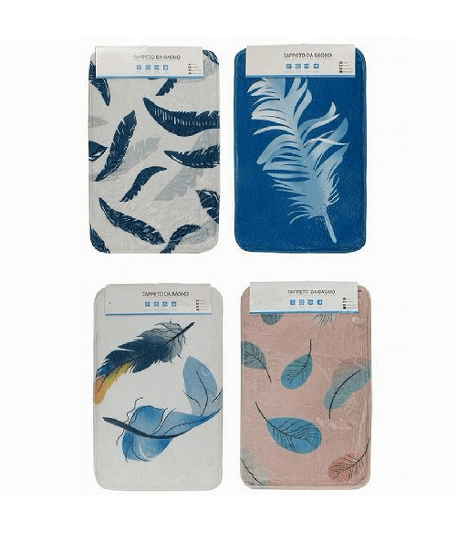 Tappeto Tappetino In Tessuto Arredo Da Bagno Antiscivolo Con Piume 40x60cm 79439 -