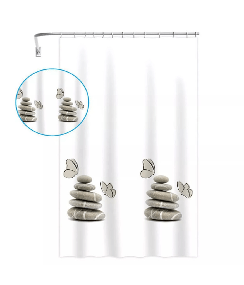 Cleafe-tenda Doccia Vasca Bagno Impermeabile Decorata Sassi Shabby Chic 240x200cm 87566 -