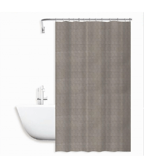 Cleafe-tenda Doccia Vasca Bagno Effetto 3d Nido D'ape Tortora 180x200 Cm 12 Ganci 87603 -