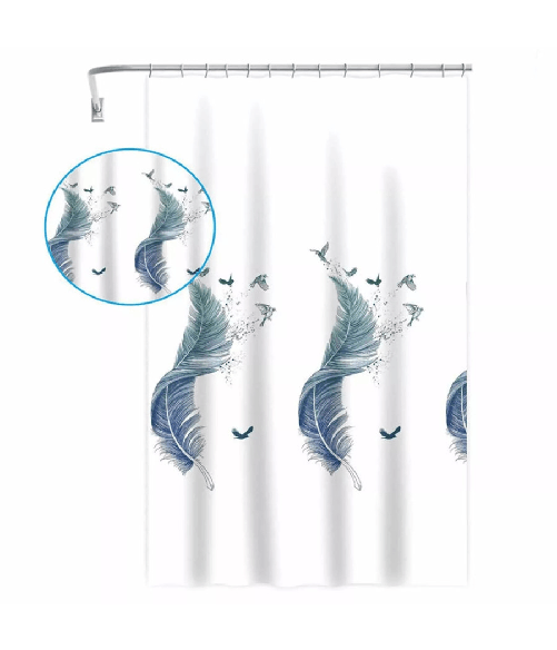 Cleafe-tenda Per Doccia Vasca Da Bagno Peva 12 Ganci Decorata Con Piume 240x200cm 87572 -