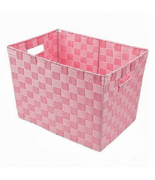 Cleafe-portaoggetti Cesto In Tessuto Intrecciato 38 X 26 X 25cm Con Maniglie Rosa 79041 -