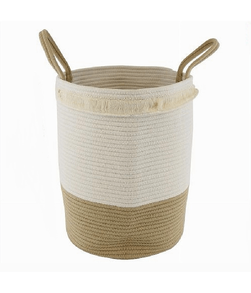Cleafe-cesto Portabiancheria Sporca In Corda Intrecciata Borsa Con Manici 35x45cm 10657 -
