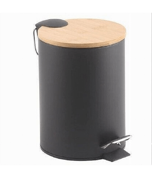 Cleafe-pattumiera Acciaio A Pedale 3 Litri Bidone Cestino Spazzatura Nero Legno 87457 -