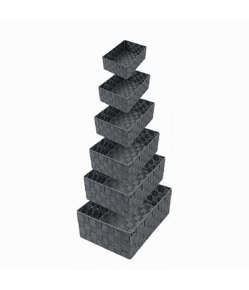 Cleafe-set 6 Pz Scatola In Tessuto Organizer Scaffali Porta Oggetti Grigio Scuro 79068 -