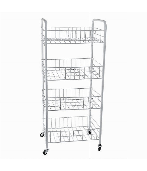 Cleafe-carrello In Metallo Da Bagno Portaoggetti 4 Ripiani Porta Oggetti Con Ruote 52532 -