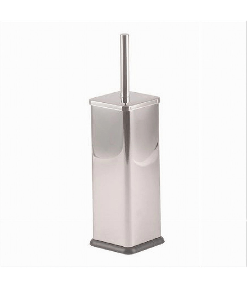 Cleafe-portascopino Bagno Wc Toilette Quadrato Cromato Nero Con Scopino Completo 87461 -