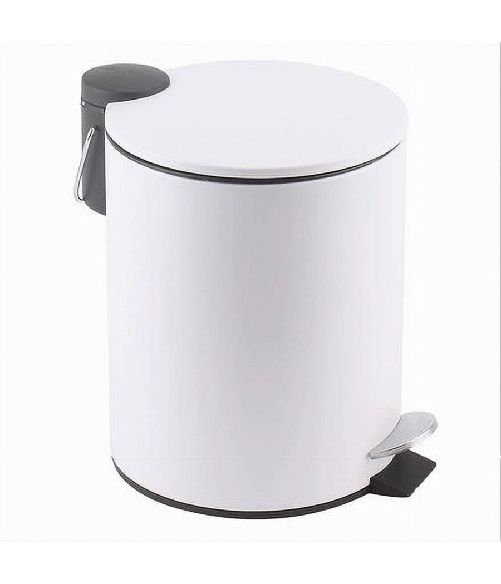 Pattumiera Acciaio Pedale 5 Lt Bidone Cestino Spazzatura Bagno Casa Bianco 87450 -