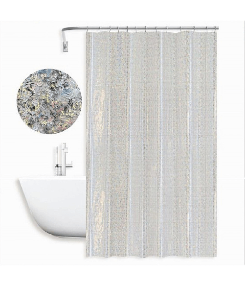 Cleafe-tenda Per Doccia Vasca Da Bagno Astratto Riflessi Con 12 Ganci 240 X 180cm 87188 -