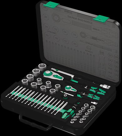 Wera Werk Wera Zyklop Speed 8100 SA/SC 2 Skraldetopngle con punta e presa 43 Dele Wera 8100 SA/SC 2 Zyklop Set Cacciavite a cricchetto