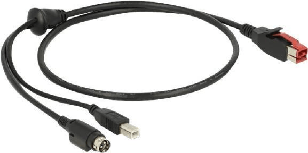 Delock Anschlsse 1 x PoweredUSB Stecker 24 V 1 x USB Typ-B Stecker 1 x Hosiden Mini DeLOCK 85487 cavo USB USB 2.0 1 m USB B Nero