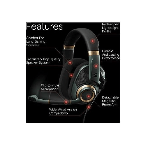 Sennheiser Epos-Sennheiser H6PRO Open Auricolare Cablato a Padiglione da Gaming Nero-Oro-Verde