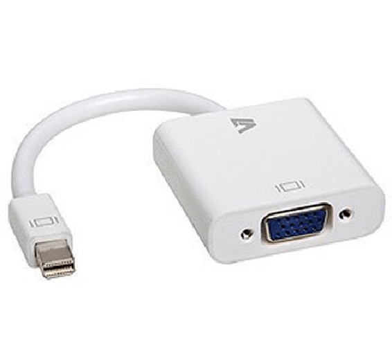 V7 Adaptador blanco de vídeo con conector Mini DisplayPort macho a VGA hembra