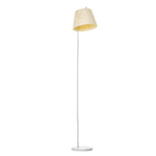 HOMCOM Lampada da Terra con Base Rotonda in Metallo e Tessuto Attacco E27, Interruttore a Pedale Bianco Crema