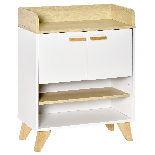 HOMCOM Mobiletto Multiuso con Armadietto e Ripiani Aperti, Mobile da Soggiorno, Cucina, Ufficio in Legno Bianco, 60x30x78cm