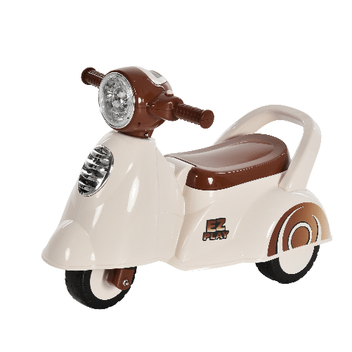 HOMCOM Triciclo Motorino Giocattolo per Bambini 18-36 mesi Senza Pedali con Luci e Suoni Realistici Beige e Marrone