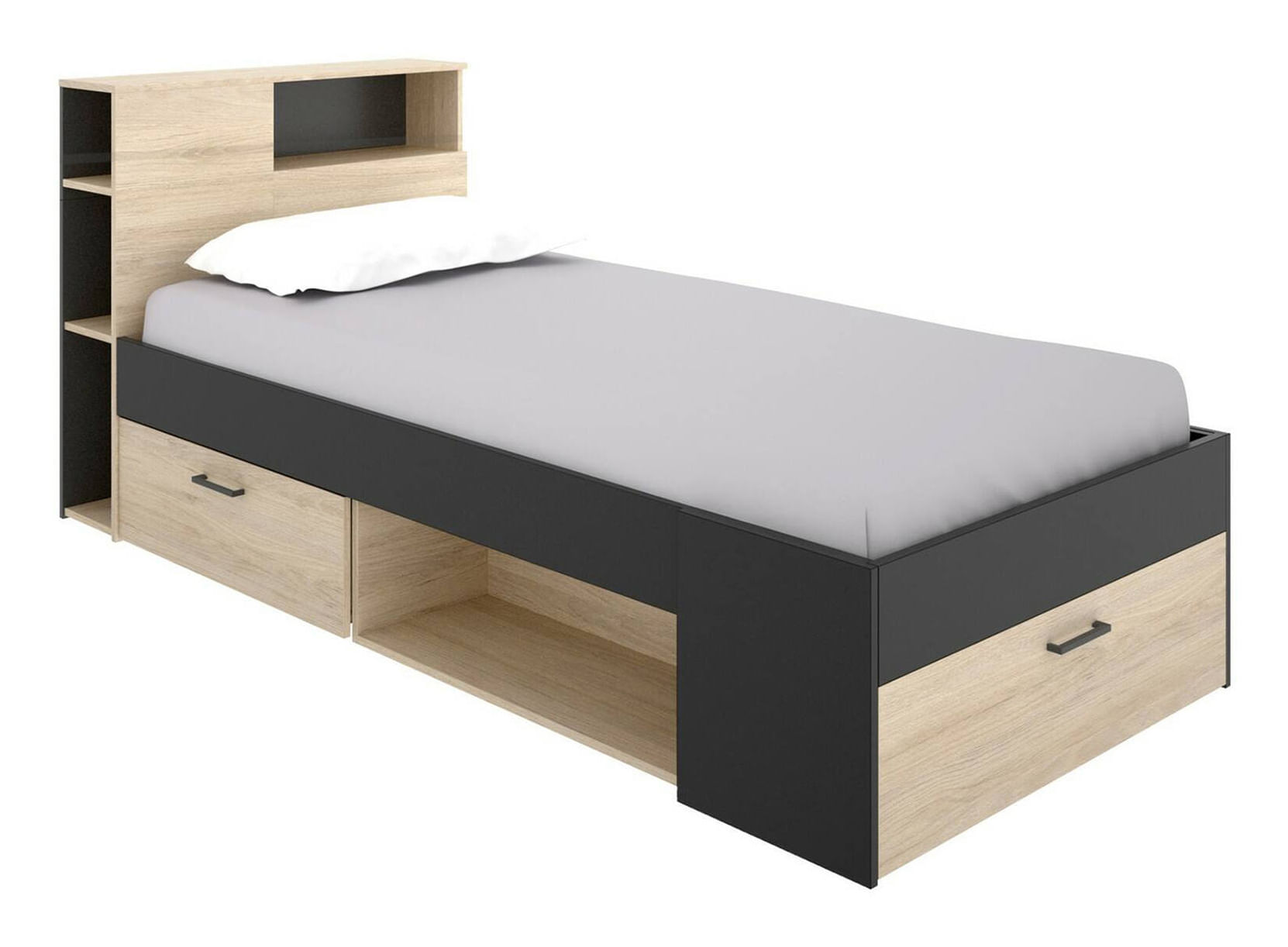 Dmora Letto per bambini Dbraza, Lettino per cameretta con testiera, Struttura per letto singolo con cassetto e scaffali Dmora D006641 lettino per bamb