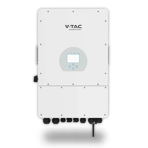 V-TAC Inverter Fotovoltaico Trifase Ibrido On-Grid/Off-Grid 10kW con Schermo LCD Touch a Colori e Smart Meter Integrato inclusi TA e WiFi Garanzia 5 A