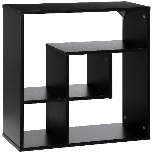 HOMCOM Libreria a Muro con Ripiani Asimmetrici in Legno Truciolare, 60x25x60cm, Nero