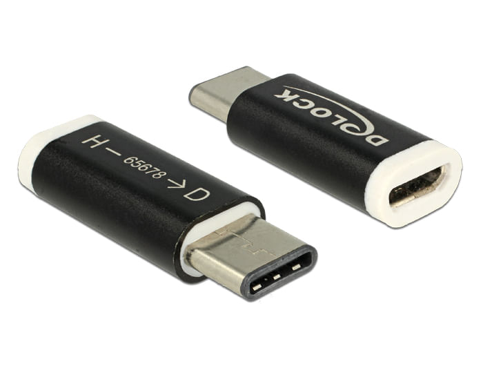 Delock 1 x SuperSpeed USB (USB 3.1 Gen 1) USB Type-C Stecker 1 x USB 2.0 Typ Micro DeLOCK 65678 adattatore per inversione del genere dei cavi USB 2.0-