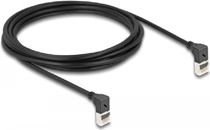 DeLOCK Cavo di rete RJ45 Cat.6A S/FTP Slim da 90° verso il basso / angolato verso il basso 3 m nero