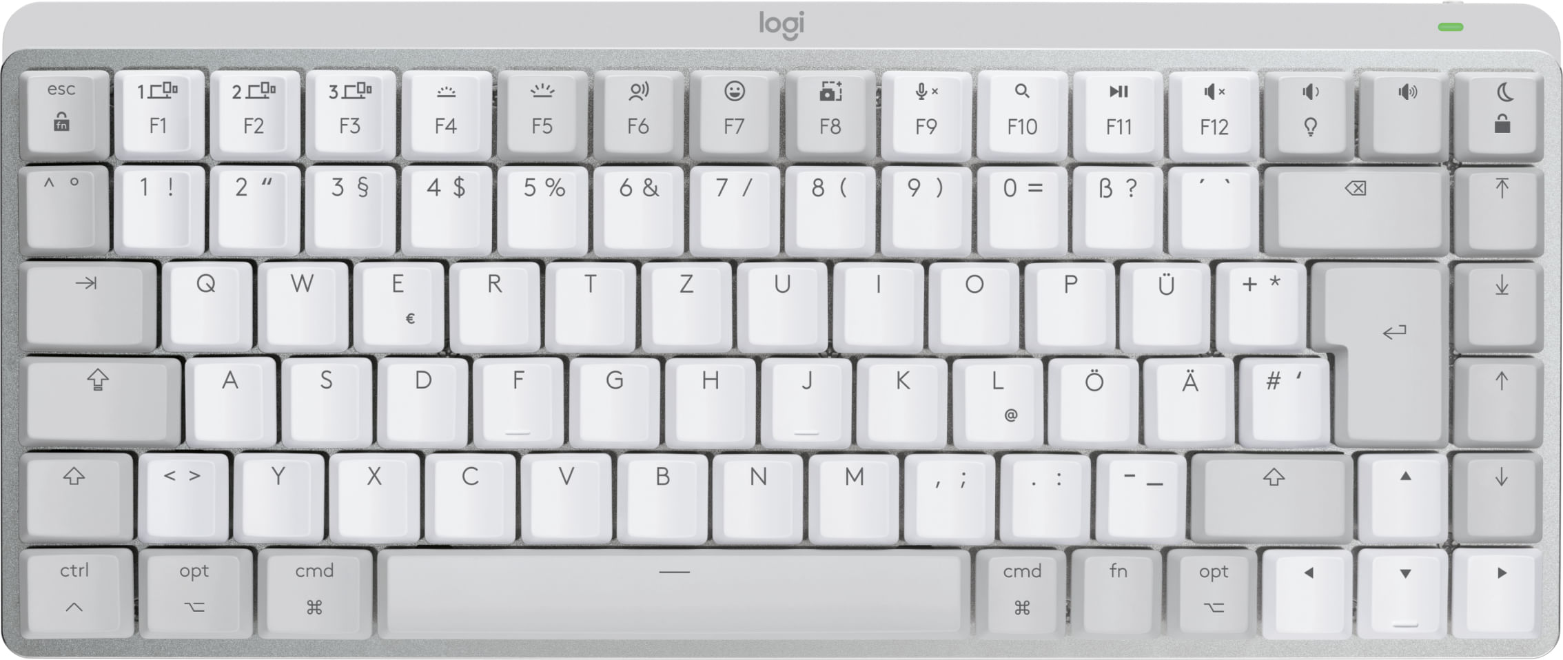 Logitech MX Mini Mechanical for Mac tastiera Ufficio Bluetooth QWERTZ Tedesco Grigio, Bianco