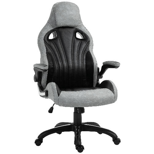 Vinsetto Sedia da Ufficio Poltrona Gaming, Ergonomica con Schienale Alto, Girevole e Altezza Regolabile, Nero e Grigio