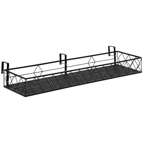 Outsunny Fioriera da Esterno Portavasi con Ganci per Ringhiera Balcone in Metallo, 100x31x12cm, Nero