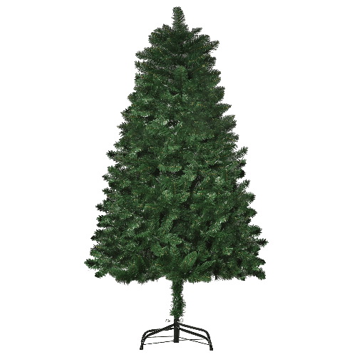 HOMCOM Albero di Natale 150cm Artificiale Pieghevole con Base Rimovibile, 454 Rami, in PVC e Acciaio, Verde