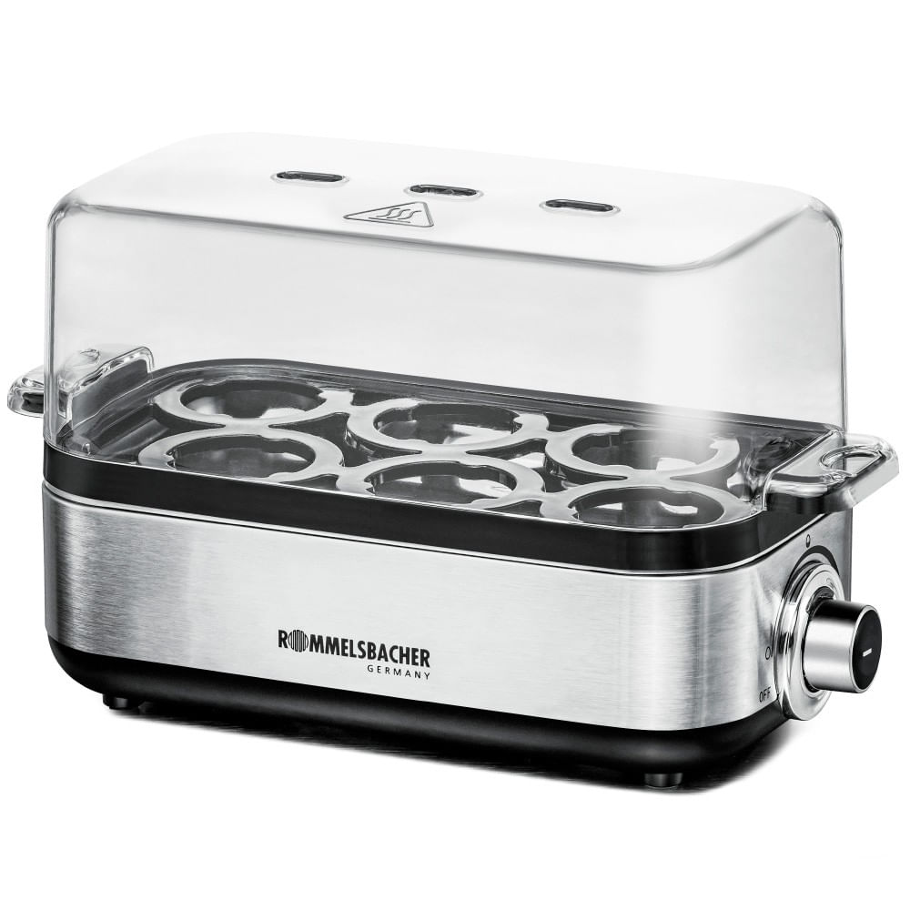 Rommelsbacher ER 600 Pentolino per uova 6 uovo/uova 400 W Acciaio inox, Trasparente