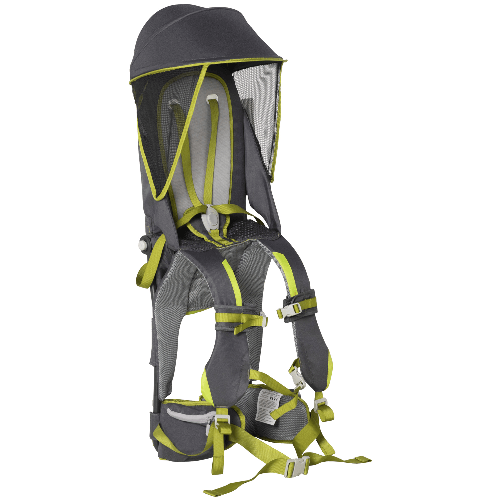 HOMCOM Zaino Porta Bimbo 6-36 mesi Pieghevole con Cintura, Tracolla e Tasche Laterali, in Alluminio, Tessuto Oxford e Nylon, 33x31x120cm, Verde e Grig