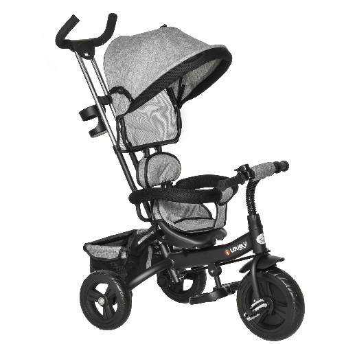 HOMCOM Triciclo Passeggino 2 in 1 Pieghevole per Bambini 18+ mesi con Maniglione