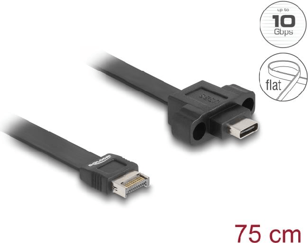 Delock USB 10Gbps Flachbandkabel Typ-E Key A 20 Pin ST> USB-C BU Einbau 0 - Digital/Daten - 0,75 m (85760) DeLOCK USB 10 Gbps cavo piatto Type-E chiav