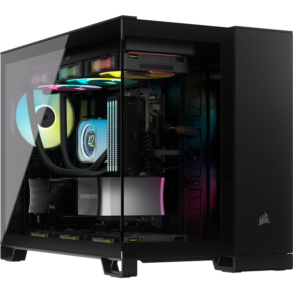 Corsair 2500X RGB Micro Tower Nero (Corsair 2500X RGB Dual Chamber Gaming Case w/ Glass Side & Front Micro ATX 2x RGB Fa Corsair 2500X RGB Micro Tower