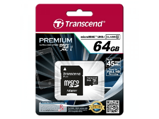 Transcend TS64GUSDU1 memoria flash 64 GB MicroSDXC MLC Classe 10