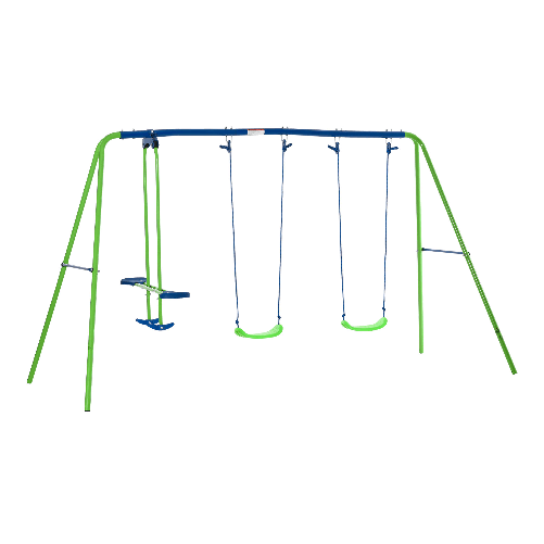 Outsunny Set Altalene da Giardino per 4 Bambini, 1 Altalena Doppia e 2 Altalene Singole, Capacità di peso 45kg (Altalena) 180kg (Totale), 280x140x178c