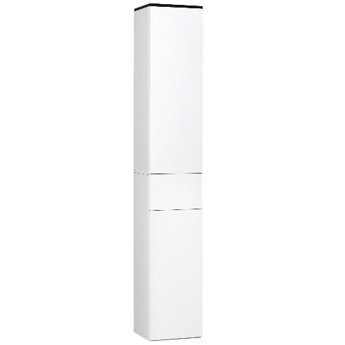 kleankin Mobile Bagno con Ripiano Regolabile, 2 Ripiani Chiusi e un Cassetto in Legno, 30x28x180 cm, Bianco
